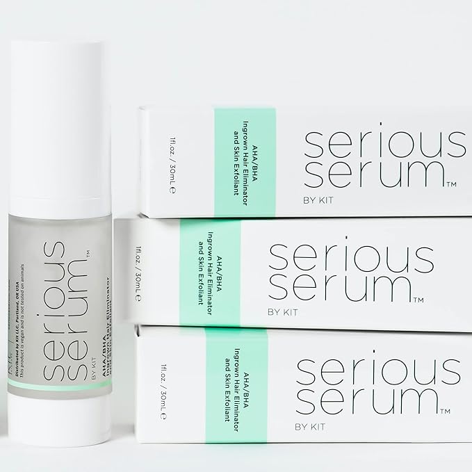 Serious Serum Exfoliating Ingrown Hair Serum – Glycolic, Lactic & Salicylic Acid Formula for Smooth Skin – Razor Bumps, Ingrown Hairs & Razor Burn – Hydrating Formula for Post-Shave & Waxing Care