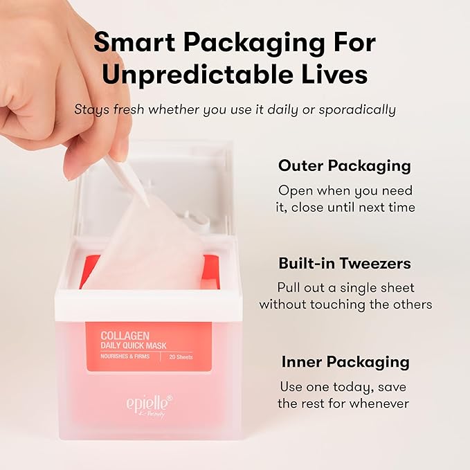 Epielle Collagen Korean Face Masks 20 Pack - Anti Aging Sheet Masks with Hyaluronic Acid for Hydrating & Plumping Skin, Thanksgiving Essentials & Stocking Stuffers for Women