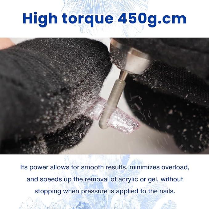 Delanie Professional Nail Drill High Torque 35000 RPM Rechargeable Portable Electric Nail File Filer for Acrylic Gel with Cuticle Bits, Salon Manicure Tool, Matisse Blue