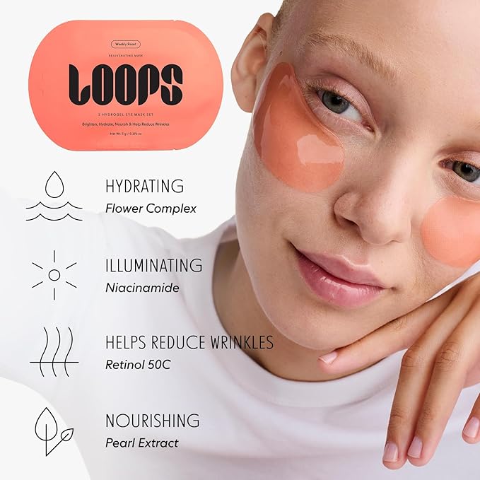 LOOPS WEEKLY RESET - Rejuvenating Hydrogel Eye Mask Kit - Hydrate, Nourish & Help Reduce Wrinkles for Refreshed Eyes - Reduces Signs of Puffiness - For Resilient-Looking Skin - Gifts for Women - 5 Pc