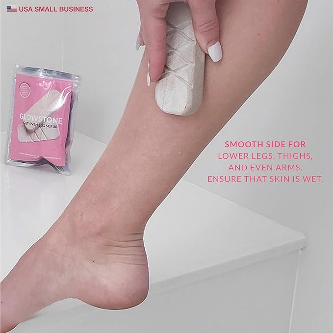 GET EVEN LEG SCRUB: 2-Sided Strawberry Legs Treatment, Ingrown Hair Exfoliator, Dead Skin Scrubber & Exfoliating Body & Foot Scrub For Dry Skin and KP | Glowstone