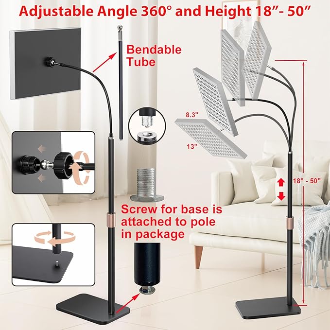 Red Light Therapy for Body, Infrared Light Therapy Panel Lamp with Stand, 660nm and 850nm Near Infrared LED Red Lights Therapy Device at Home for Face and Body