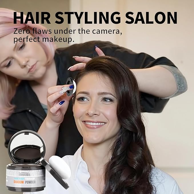gowwim Root Touch Up, Hair Powder for Instantly Concealing Hair Loss, Receding Hairline & Beard, Eyebrow Powder, 0.14oz/4g
