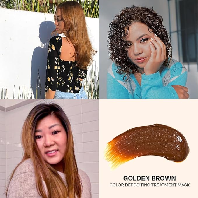 Overtone Daily Color Depositing Conditioner, Golden Brown, 8 oz, Hydrating, Damage-Free Temporary Hair Color for All Hair Types with Shea Butter & Coconut Oil, Vegan & Cruelty-Free