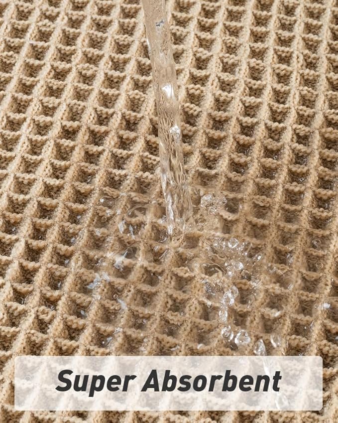 Upgraded Waffle Runner Rug, Super Absorbent Non Slip Bath Mats for Bathroom Floor, Machine Washable Bathroom Runner Rug with Tassels, Ideal for Hallway Bedroom Laundry Room, Brown, 2'x 5'(24" x 60")