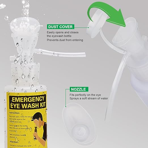 Portable Eyewash Station Kit OSHA-Approved - Yeipower Emergency Eye Wash Flush Bottles Wall Mounted 16oz No Solution