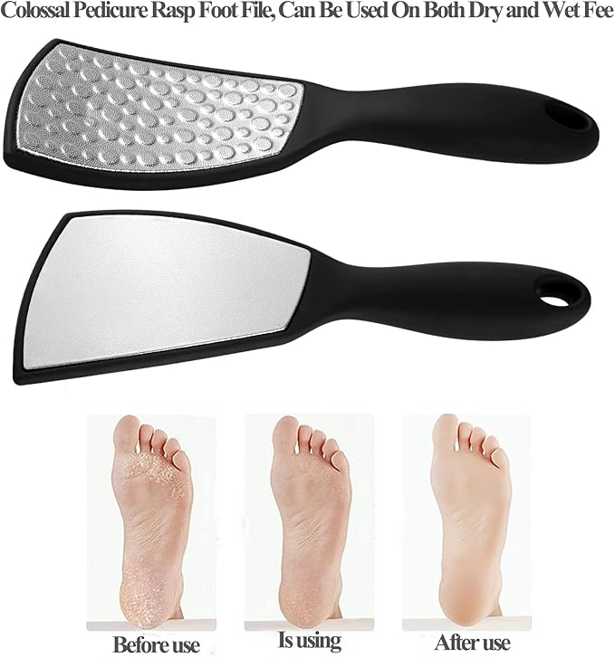 Foot Rasp Foot File and Callus Remover, Best Foot Care Pedicure Metal Surface Tool to Remove Hard Skin, Double Sided Multidirectional Can be Used on Both Wet and Dry Feet