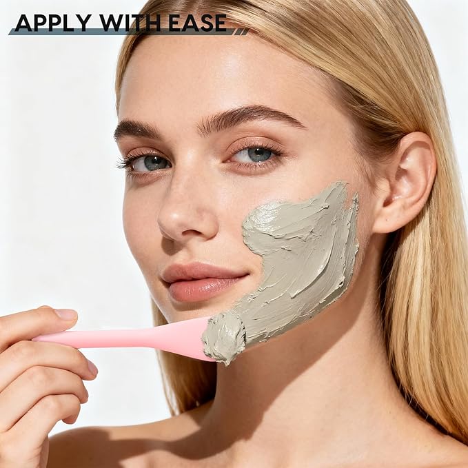 Silicone Facial Cleansing Brush - 2PC Double Ended Exfoliator for Deep Pore Cleaning, Blackhead Removal & Makeup Application - Soft, Hygienic & Waterproof Face Scrubber Massager（Pink + Blue）