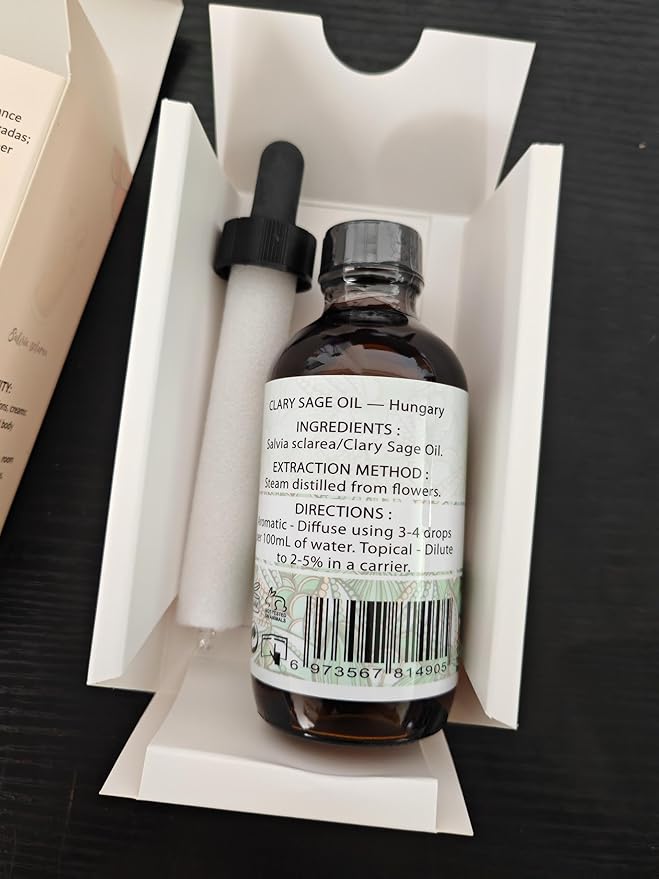 EVOKE OCCU Clary Sage Oil Essential Oil for Relaxation, Moisturize Skin, Air Freshening, Add to Spray and Diffuser - 4 FL Oz