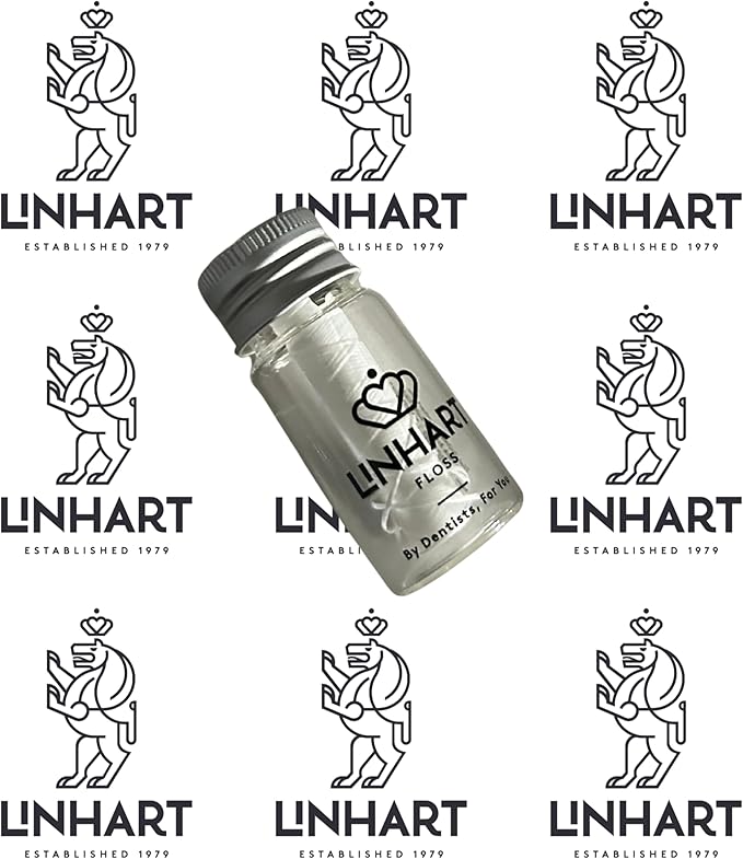 Linhart Dental Microfiber Dental Floss – 25m Eco Refillable Glass Bottle – Mint & Xylitol – Gentle, Non-Tearing, Dentist Designed – Sustainable, Vegan, BPA-Free, Freshens Breath Naturally