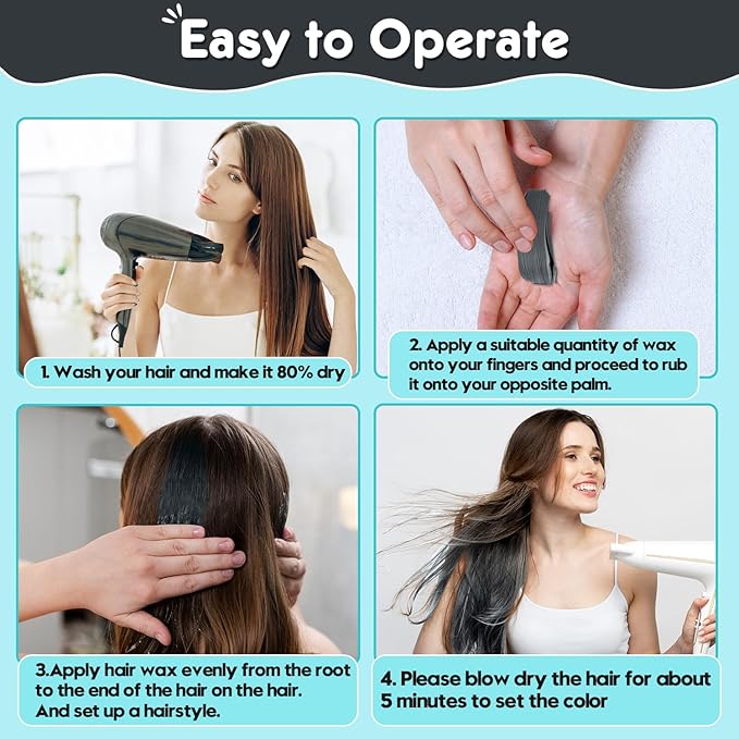 Black Hair Color Wax - Temporary & Washable Hair Styling Mud Gel for Men, Women, Kids,For Halloween, Cosplay, Party, Crazy Hair Day & Children's Day