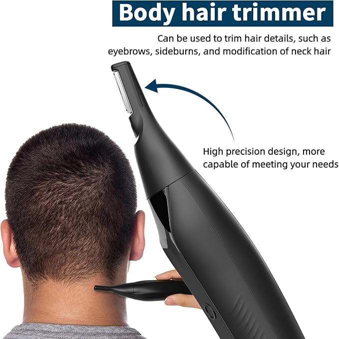 Ear and Nose Hair Trimmer for Men, 2025 Professional Painless USB Rechargeable Eyebrow & Facial Electric Hair Trimmer for Men Women, Powerful Motor, Dual Edge Blades, IPX7 Waterproof, Cool Gray