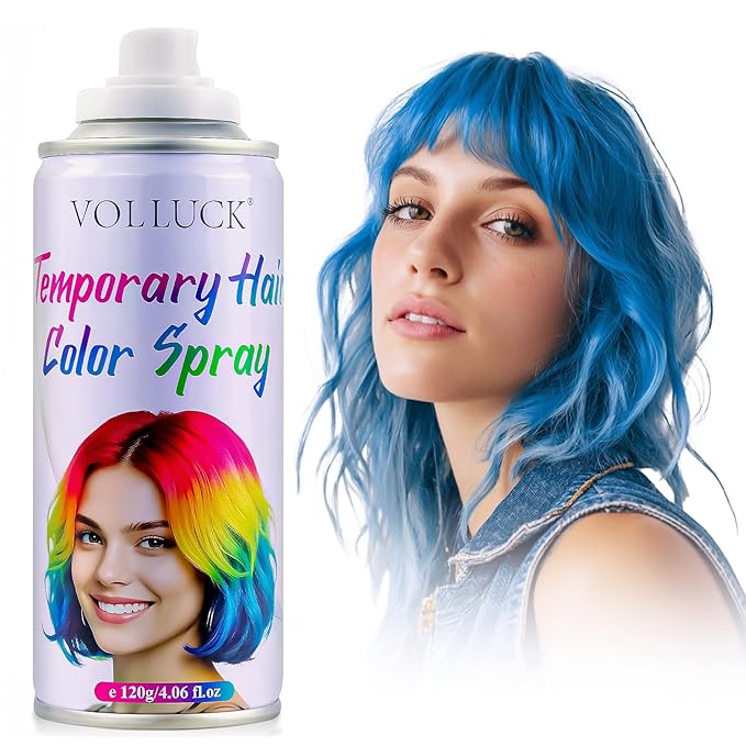 Hair Color Spray, Temporary Hair Dye for Women & Men, Vibrant Colors Hair Wax Gray Hair Cover for Party, Halloween, Cosplay (Blue, 120 ML)