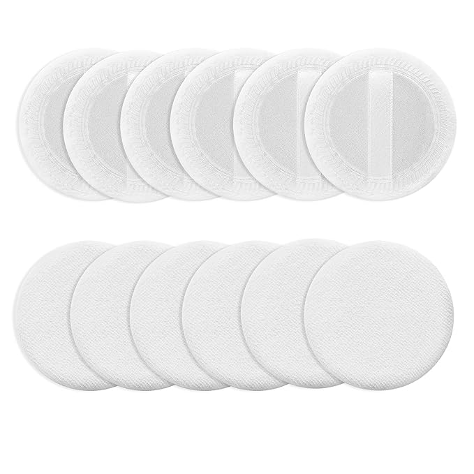 12PCS Makeup Powder Puffs Pink Cotton Powder Puffs Round Powder Puff for Makeup Face Powder Velour Puffs for Loose Powder Washable(white