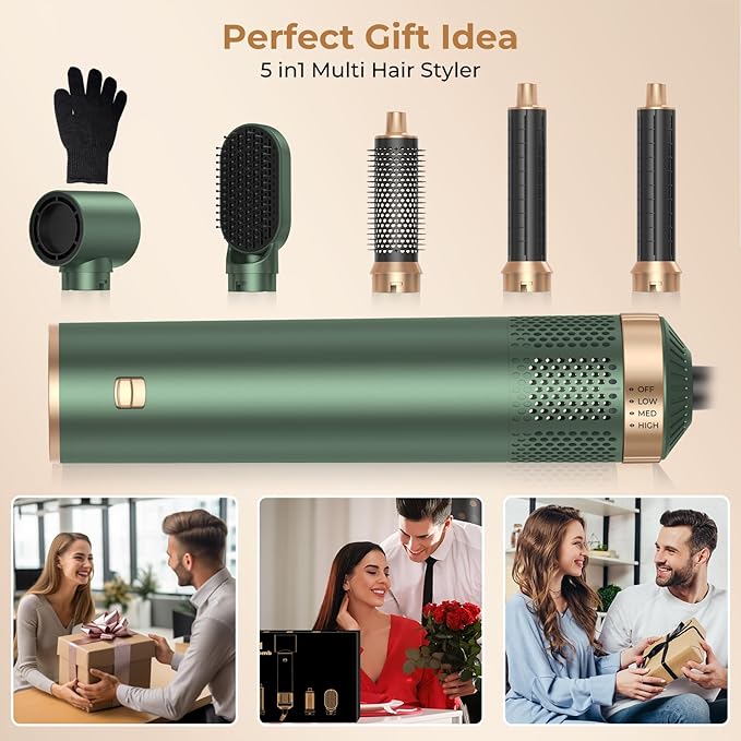 5 in 1 Blow Dryer Brush, Upgrade Hair Dryer Brush Set Negative Ion Air Styler Curling Wrap Air Curler, Hot Air Brush Curling Iron Hair Styling Tools As A Gift for Straight/Curl/Dry/Smooth