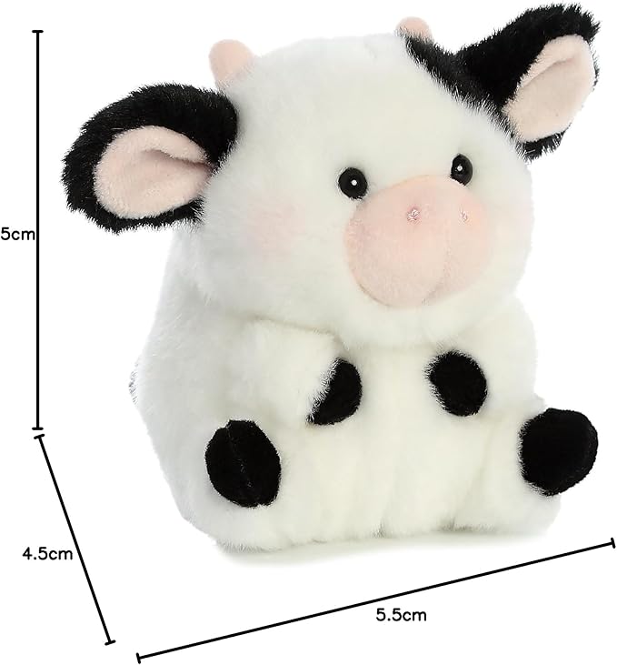 Aurora® Playful Rolly Pet™ Daisy Cow™ Stuffed Animal - Compact Size for On-The-Go Fun - for Adults, Kids, Birthdays, and Anniversaries - White 5.5 Inches