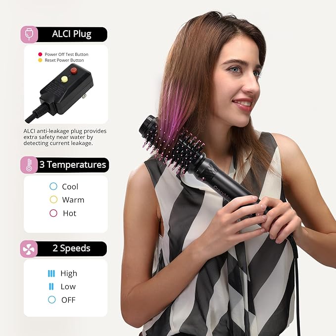 7-in-1 Air Wrap Hair Styler, Fast Drying Blow Dryer & Curling StylingTool, Hot Air Styler No Heat Damage, Hot Air Styler Wrap for Curling Volumizing Straightening Styling (Blush Pink)