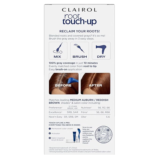 Clairol Root Touch-Up by Nice'n Easy Permanent Hair Dye, 5R Medium Auburn/Reddish Brown Hair Color, Pack of 2