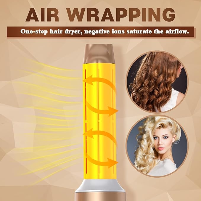 Blow Dryer Brush 7 in One, Negative Ion Hair Set Upgrade Hot Air Styler Wrap Curler, Curling Iron Styling Tools As A Gift for Straight/Curl/Drying/Smoothing