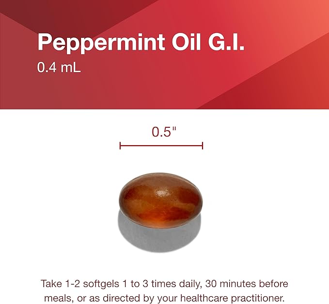 Protocol Peppermint G.I. - for Digestive Health Support* - with Peppermint, Ginger Oil & Fennel Oil - Enteric-Coated - Dairy Free & Halal - 90 Softgels (Pack of 2)
