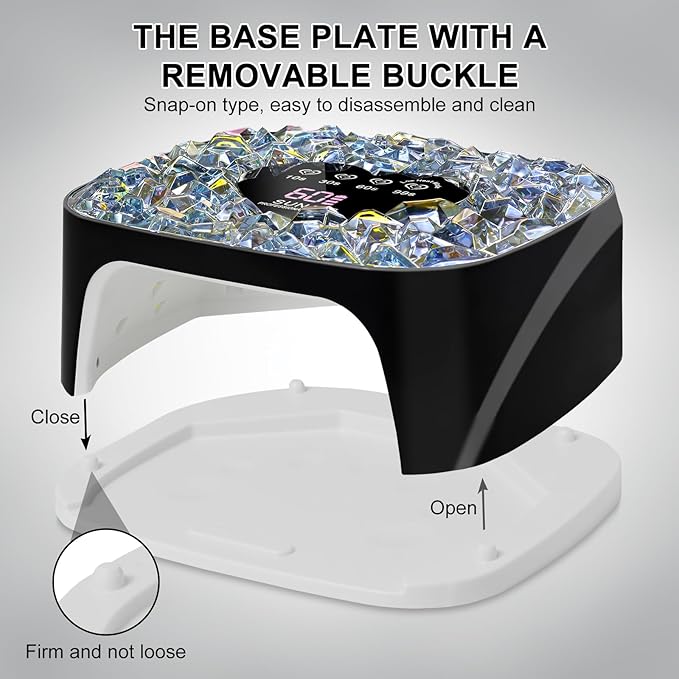 LIMEGIRL UV LED Nail Lamp Kit for Gel Polish Professional Fast Black Diamond Design Curing Dryer Light Set with 4 Timers and Gloves Cordless Rechargeable Nail Art Cure Machine at Home and Salon