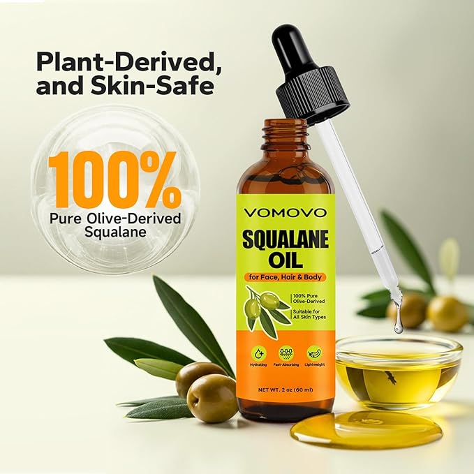 Squalane Oil (2 oz) 100% Plant-Derived Oil, Squalane Oils for Face, Hair & Body,Lightweight, Fast-Absorbing, Fragrance-Free Hydrating Serum, Restores Skin Barrier, Suitable for All Skin Types