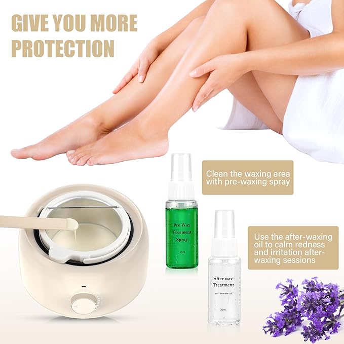 Waxing Kit - Wax Warmer for Hair Removal, Hard Wax Kit with 14oz 5 Bags Hard Wax Beans for Full Body, Legs, Face, Eyebrows, Bikini, Brazilian Waxing Kit for Women Men