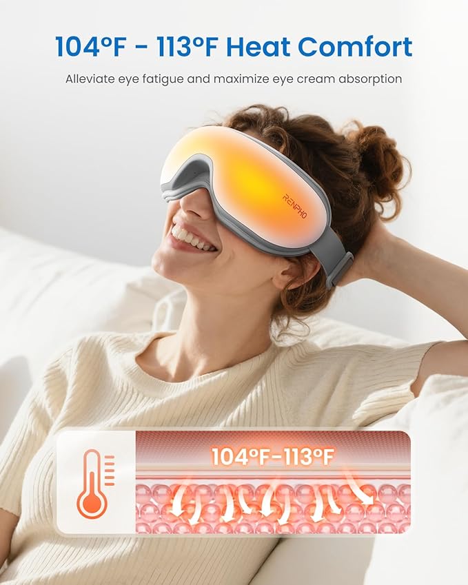RENPHO Eyeris 1 Eye Massager with Heat, Christmas Birthday Gifts for Women Mom, FSA Eligible HSA Eye Mask for Migraine, Smart Sleep Mask for Dry Eyes Relax, Reduce Strain for Men Dad Her Him