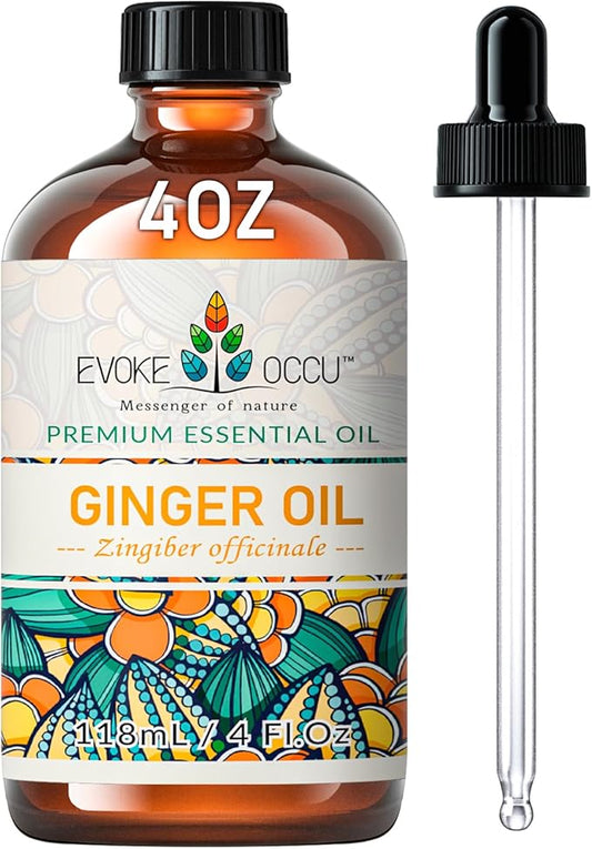 EVOKE OCCU Ginger Oil for Mental Clarity, Relieve Soreness, Hair Nourishment, Add to Diffuser and Spray - 4 Fl Oz