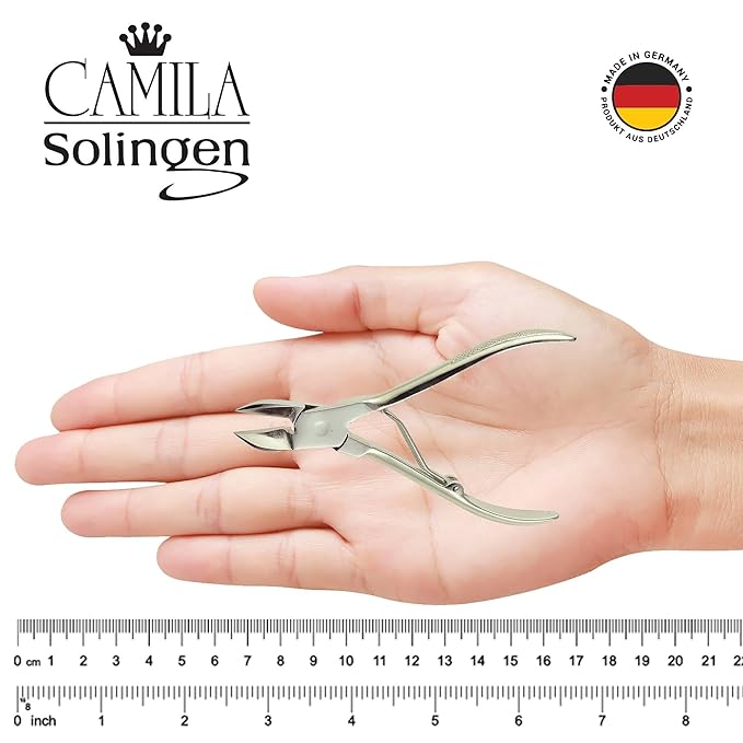 CS12-CS18 Professional 4" Fingernail Toenail Nipper/Clipper/Cutter Manicure and Pedicure Heavy Duty Super Sharp Curved Stainless Steel 15mm Blade Solingen Germany (Silver + Nail File)