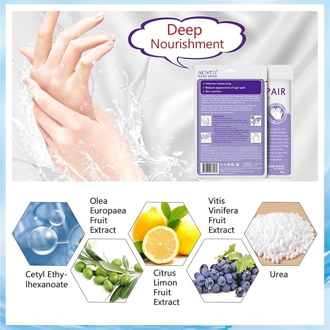 4 Pack Hands Moisturizing Gloves, Hand Spa Mask Infused Collagen, Serum + Vitamins + Natural Plant Extracts for Dry, Cracked Hands, Moisturizer Hands Mask, Repair Rough Skin for Women&Men