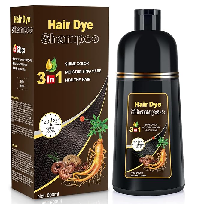 Hair Dye Shampoo 3 IN 1, Hair Color Shampoo for Gray Hair Coverage for Women Men, Herbal Formula, Lasts up to 30 Days (16.9 Fl Oz)