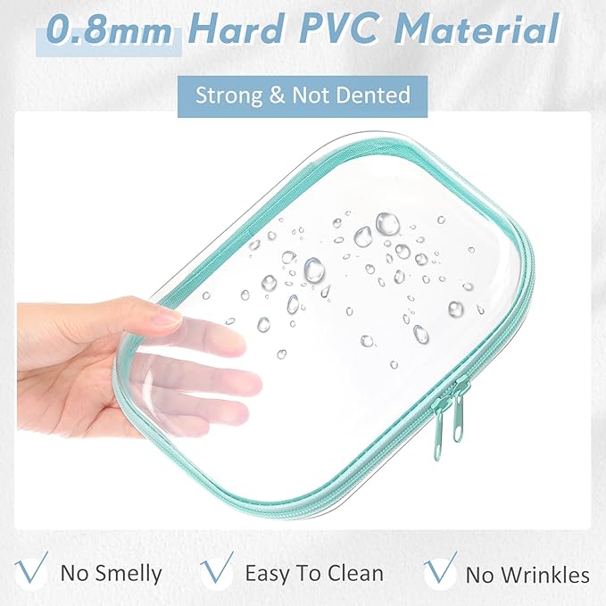 Sanwuta 10 Pcs Hard Zipper Case Clear Hard Pouches Plastic Zipper Pencil Box Toy Storage Bins Portable Plastic Container for Travel Toiletry Office Cosmetic Block Puzzle Organizer(S/m,Macaron Color)