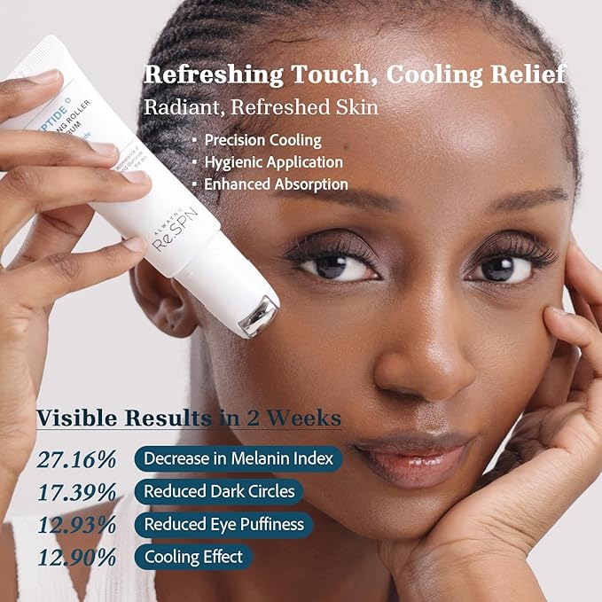 Re.SPN Peptide Firming Roller Eye Serum – For Puffy Eyes, Wrinkles & Dark Circles, Cooling Gua Sha Metal Applicator with Niacinamide, Vegan K-Beauty (0.67 fl oz)