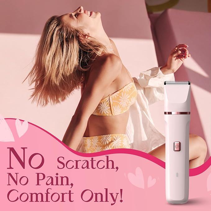 Bikini Trimmer for Women - Painless Electric Razors for Silk Skin,Cordless Body Shaver for Trip,Replaceable Lady Facial Razor, IPX7 Waterproof&Easy Cleaning, Stocking Stuffers Christmas Gifts
