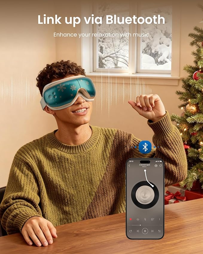 RENPHO White Elephant Christmas Birthday Gifts for Mom Dad Women Men Her Him, Eyeris 1 Eye Massager with Heat, Eye Mask for Migraine, Smart Sleep Mask for Dry Eyes Relax, Reduce Strain Xmas Green