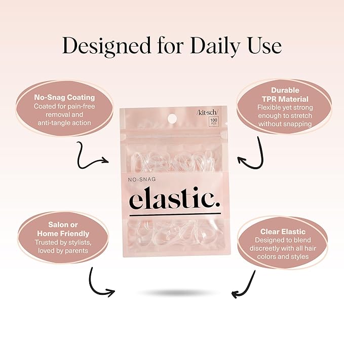Kitsch Hair Ties No Damage for Kids, Teens and Women - Rubber Bands for Hair Styling | No Snag Hair Elastics | Daily Hair Accessories | Ideal Gifts for Women - 500pcs (Clear)