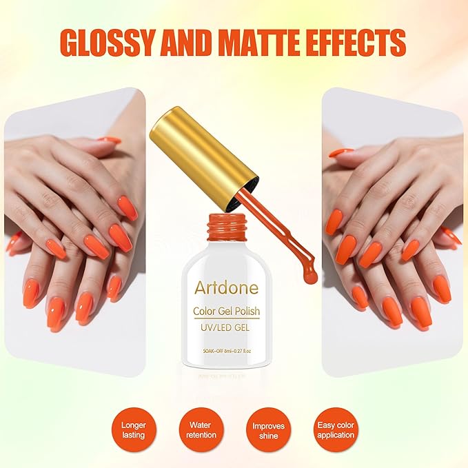 Artdone Sheer Gel Nail Polish Set Jelly UV Gel 6 Colors Translucent Milky White Pink Nude Brown Colors Nail Polish For All Seasons