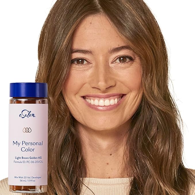 eSalon Permanent Hair Color & Dye Kit - Light Brown Golden - Professional-Grade Ammonia-Free Personal Colorist for Up To 100% Gray Coverage on All Hair Types