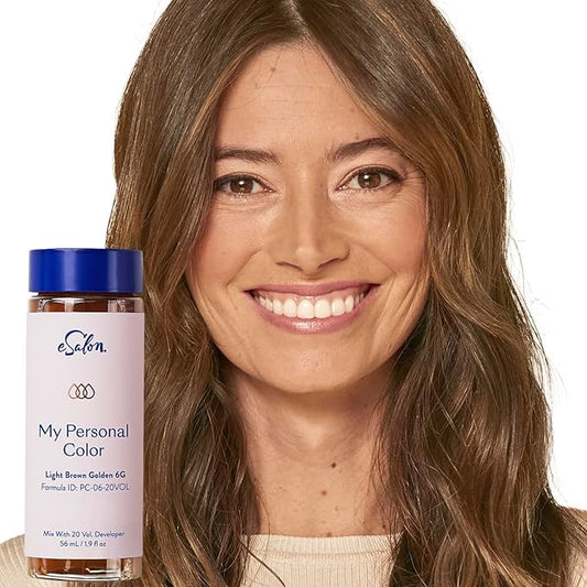 eSalon Permanent Hair Color & Dye Kit - Light Brown Golden - Professional-Grade Ammonia-Free Personal Colorist for Up To 100% Gray Coverage on All Hair Types