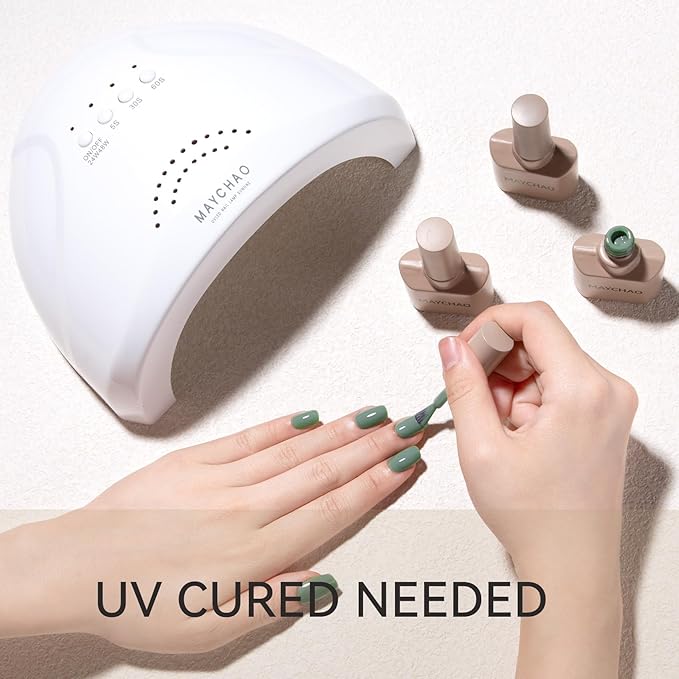 MAYCHAO 15ML Sage Green Gel Nail Polish 1Pc Green Gel Polish Soak Off UV LED Nail Polish Nail Art Starter Manicure Salon DIY at Home, 0.5 OZ