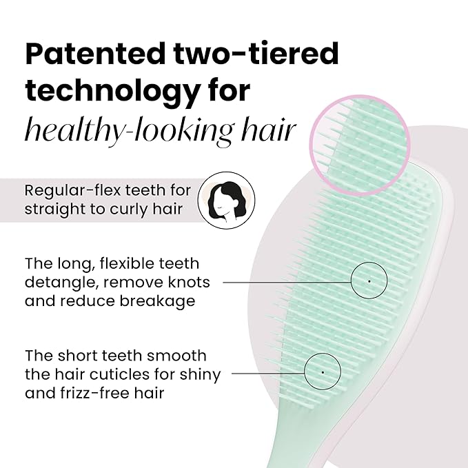 Tangle Teezer Ultimate Detangler Brush for Wet & Dry Hair, Eliminates Knots & Reduces Breakage for All Hair Types, Baby Pink & Mint