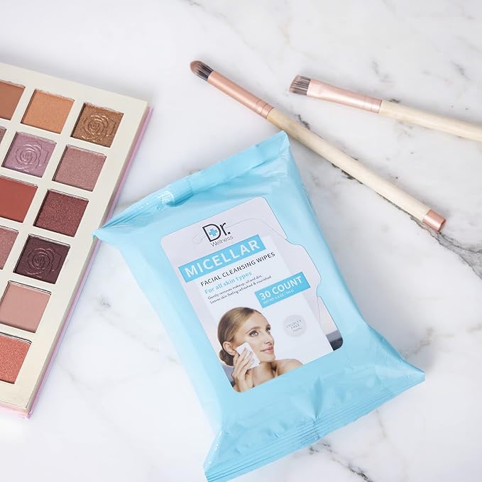 Dr. Wellness Gentle Cleansing Facial Wipes Variety Pack for All Skin Types, 30 Count (Pack of 4), Micellar