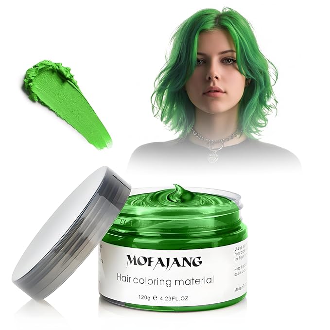 Green Temporary Hair Color Wax - SOVONCARE Washable Hair Dye for Men & Women, All-Day Hold Disposable Hair Styling Clays for Party, Cosplay & Daily 4.23 oz