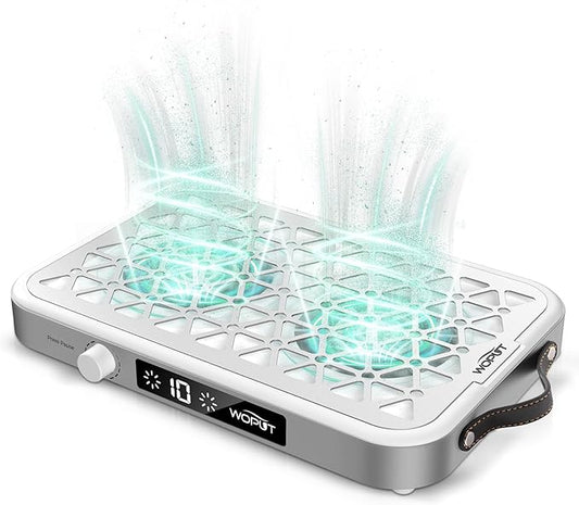 Nail Dust Collector, 1600PA Professional Nail Vacuum Dust Collector Fan with Filter Papers (30 Pcs) for Acrylic Nail Polishing & Manicure at Nail Salon & Home - White