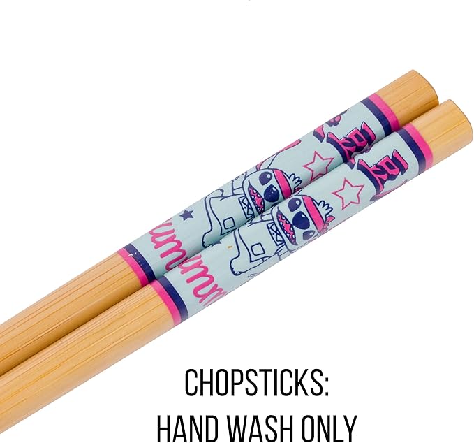 Silver Buffalo Lilo and Stitch Yummy Ceramic Ramen Noodle Rice Bowl with Chopsticks, Microwave Safe, 20 Ounces