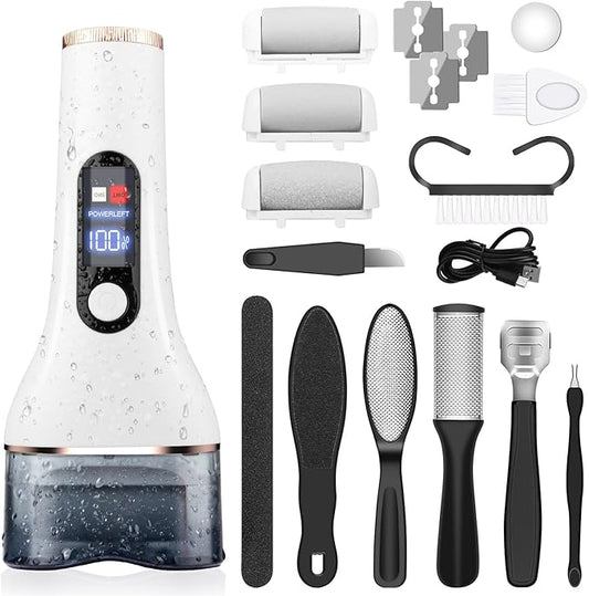 AdamPark Electric Callus Remover for Feet,Rechargeable Portable Electronic Foot File Pedicure Kits,Professional Waterproof Pedi Feet Care Tools Wet&Dry Foot Scrubber File Perfect for Hard Cracked Skin