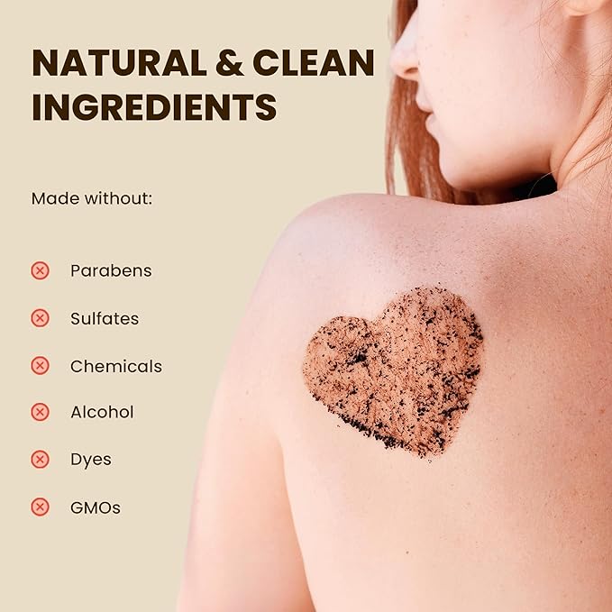 Organic Robusta Coffee Body Scrub 8 oz with Coconut Oil & Shea Butter - Moisturizing and Exfoliating Body, Face, Hand, Foot Scrub - Cellulite, Fight Stretch Mark, Fine Line, Wrinkle