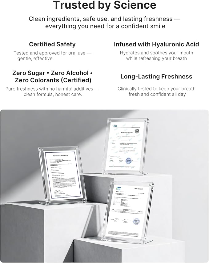 Smart Electric Oral Spray - Probiotic Mouth Spray Fresh Breath, Alcohol Free Breath Spray for Bad Breath, Rechargeable, Travel Size, Various Flavors with 3 Flavors Cartridges