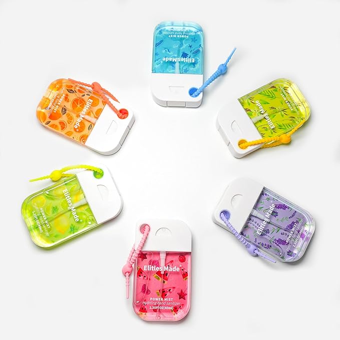 Hand Sanitizer Spray, 3Pack Spray Hand Sanitizer Travel Size With Cute Keychain, Scented Mini Pocket Power Mist Hydrating for Kids Christmas Gifts, 1.35FL.OZ (Watermelon,Lemon,Lavender